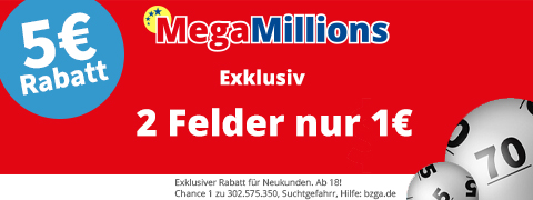 8€ Neukunden-Gutschein auf 3 MegaMillions Felder