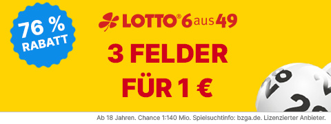 Exklusiv bei Tippland: 3 Lotto 6aus49-Spielfelder zum Preis von nur 1€
