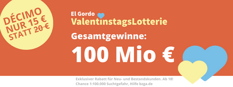 Für Treuekunden: ValentinstagsLotterie-Zehntellos mit 5€ Gutschein