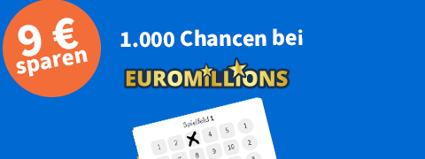 9€ Gutschein auf 1.000 EuroMillions-Chancen