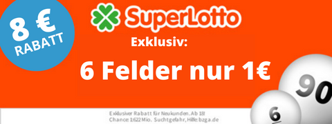 Neukunden-Gutschein: 6 Felder SuperLotto für nur 1€