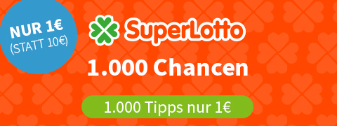 1.000 SuperLotto-Chancen mit 9 € Rabatt